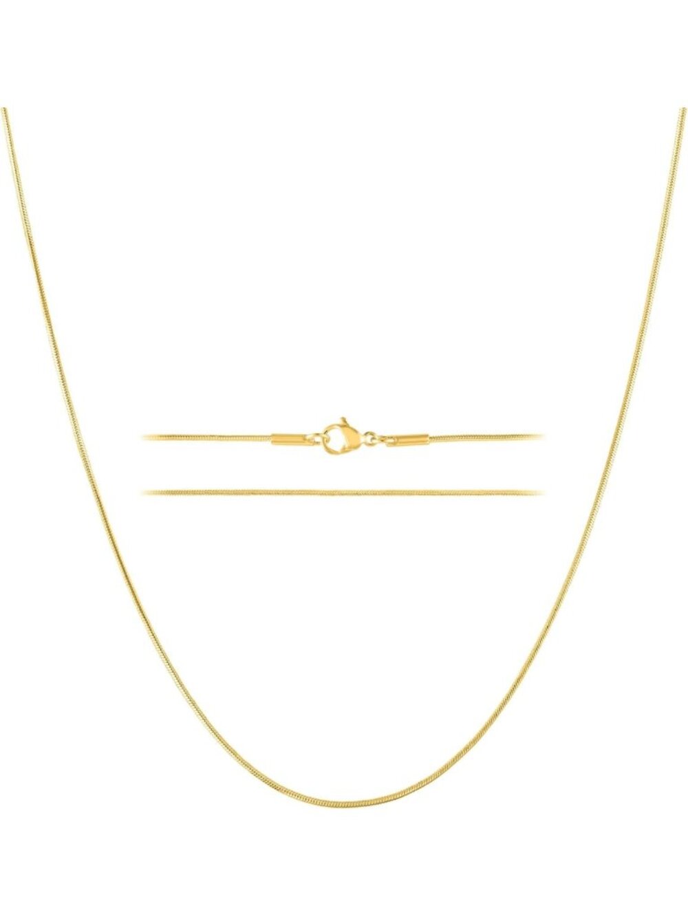 Elegant Gold Snake Chain Necklace for Women | 24K Plated Stainless Steel, Thin